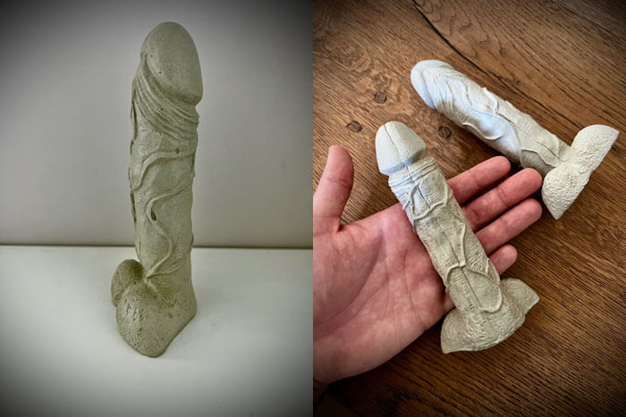 Statue Pénis en Béton 17cm - Sculpture érotique réaliste
